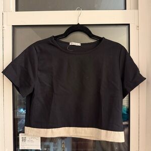 Elegant Black and Cream Crop Top